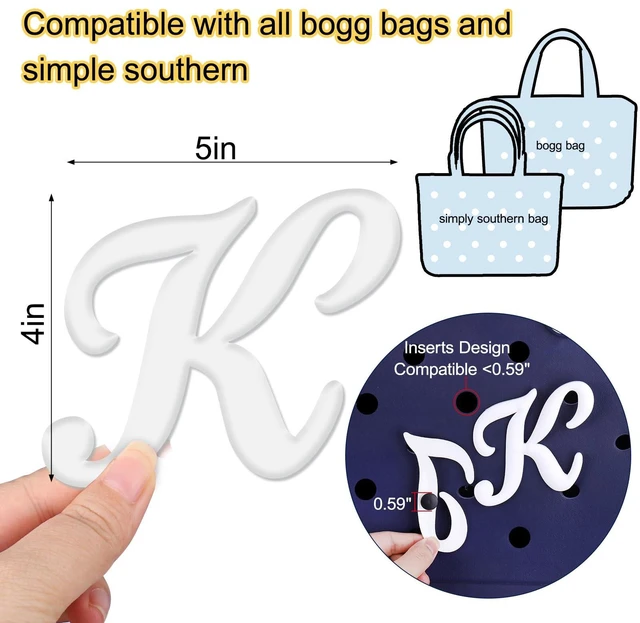 Alt view image 2 of 7 - Mity rain Letter Charms for Bogg BagAlphabet Lettering Accessories | Compatible with Bogg Bag Original All Models, Insert Decorative Letter for Handbag Beach Tote Bag K White