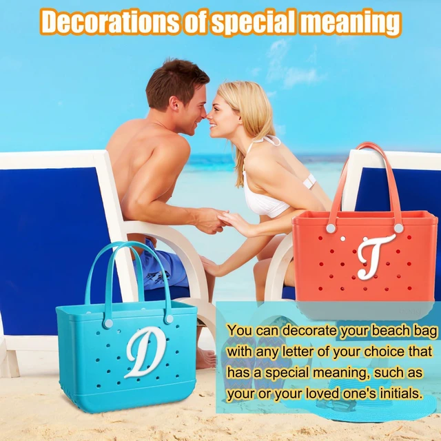 Alt view image 3 of 7 - Mity rain Letter Charms for Bogg BagAlphabet Lettering Accessories | Compatible with Bogg Bag Original All Models, Insert Decorative Letter for Handbag Beach Tote Bag K White