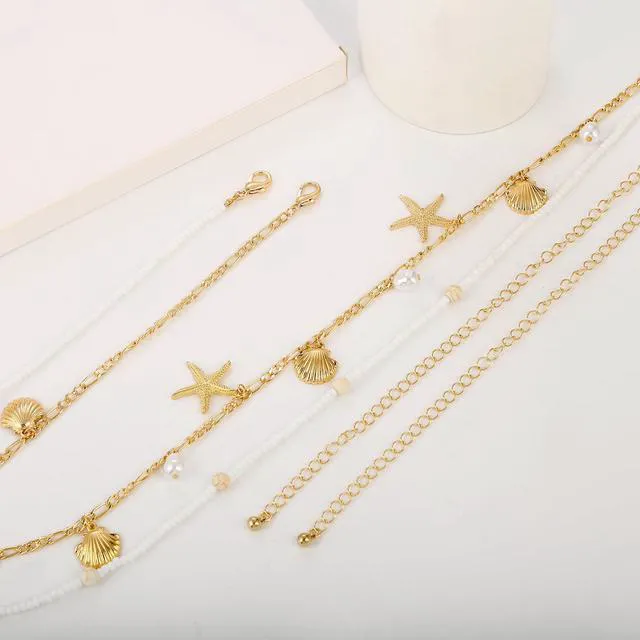 Alt view image 6 of 7 - ILGANT 2PCS Layered Gold Waist Chain Set, Adjustable Shell Belly Chains, Summer Beach Body Jewelry Accessories for Women