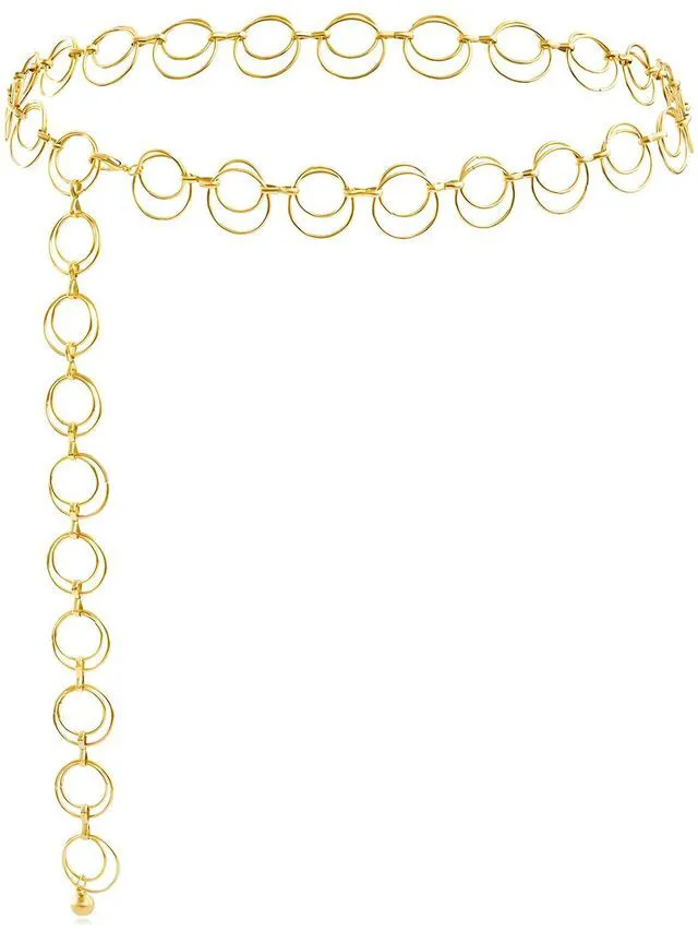 Main image of EVKILKJS Waist Chain Belt for Women Metal O-Ring Adjustable Fashion Body Belly Link Belt Chain for Jeans Dress