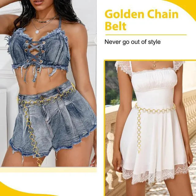 Alt view image 2 of 6 - EVKILKJS Waist Chain Belt for Women Metal O-Ring Adjustable Fashion Body Belly Link Belt Chain for Jeans Dress