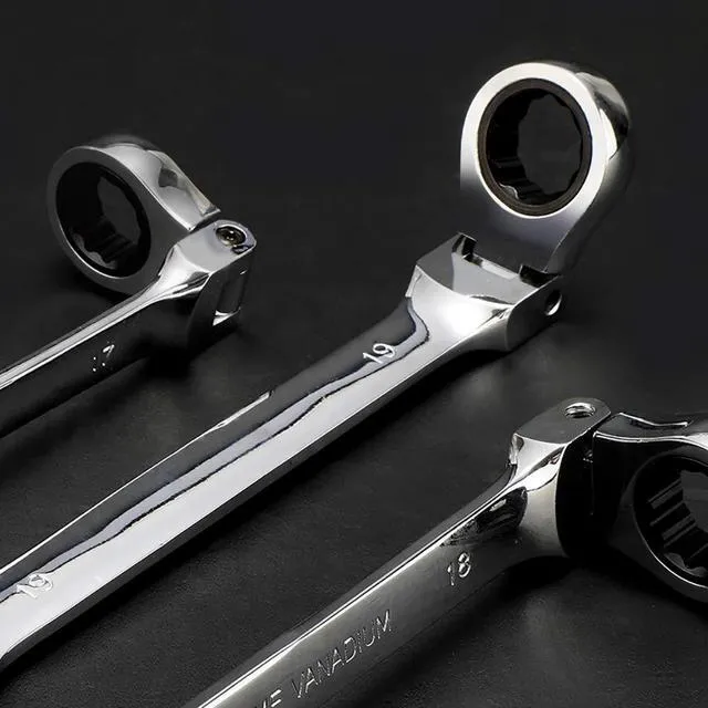Alt view image 2 of 5 - 7mm Metric Flex-Head Ratchet Wrench,Box End Head 72-Tooth Ratcheting Combination Wrench Spanner