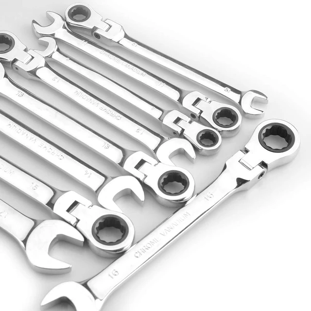 Alt view image 4 of 5 - 7mm Metric Flex-Head Ratchet Wrench,Box End Head 72-Tooth Ratcheting Combination Wrench Spanner