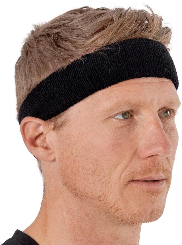 Main image of Tough Headwear Terry Cloth Headband - Sweat-Wicking Running Head Band - Basketball Accessories - Headband for Washing Face - Black