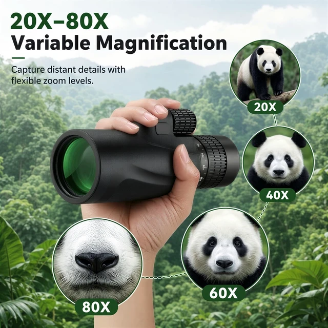 Alt view image 3 of 7 - Monocular-Telescope 80x100 High Powered Monoculars High Definition for Adults High Powered with Smartphone Adapter Telescope Bird Watching Travel Camping Hiking