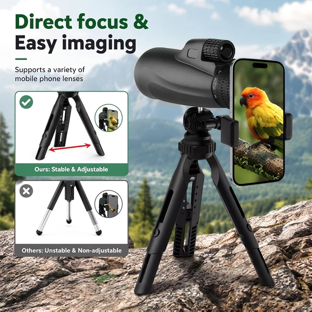 Alt view image 7 of 7 - Monocular-Telescope 80x100 High Powered Monoculars High Definition for Adults High Powered with Smartphone Adapter Telescope Bird Watching Travel Camping Hiking
