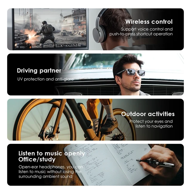 Alt view image 7 of 7 - AI Glasses, Smart Glasses Powered by ChatGPT, Real-Time AI Translation Nylon lens, AI translation in 145 languages, Handsfree calls, Immersive audio, Holds AI conversations, 11H Playtime