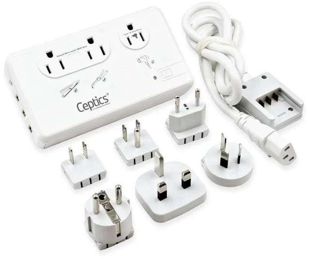 Main image of 200W+2000W Voltage Converter, 3 USB-A + 1 USB-C, 6 SWadAPt Plugs For curling irons, straighteners & chargers. 3 AC outlets, 4 USB with QC 3.0 & SWadAPt Type A/B/C/E/F/G/I plugs