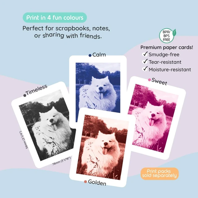 Alt view image 3 of 7 - kiimento Instant Print Digital Camera, Ink-Free Thermal Printing with 4 Color-Themed Paper Options, 2.4 HD Screen, Selfie Lens, 48MP Photo, 1080p Video, 32GB Memory Card Model P2 (Sky Blue)