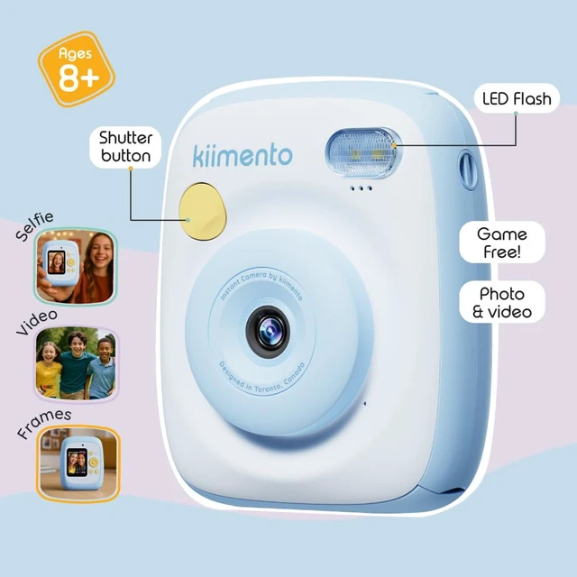 Alt view image 5 of 7 - kiimento Instant Print Digital Camera, Ink-Free Thermal Printing with 4 Color-Themed Paper Options, 2.4 HD Screen, Selfie Lens, 48MP Photo, 1080p Video, 32GB Memory Card Model P2 (Sky Blue)