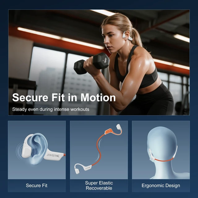 Alt view image 6 of 7 - Open Ear Headphones, Running Headphones Bluetooth 5.4 with Built-in Mic, 22g Lightweight Comfort, 14H Battery & IPX5 Waterproof Sports Headphones for Running, Cycling, Gym, Walking