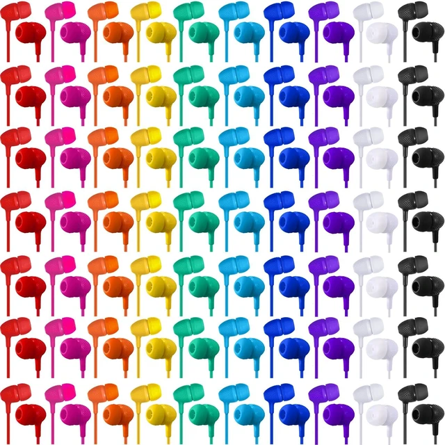 Main image of 200 Pack Earbuds Bulk Earphones 3.5 mm Classroom Headphones for Adult Assorted Colors Earbud Wired Earphone Without Mic for Adult Office Home Individually Bagged(Colorful)