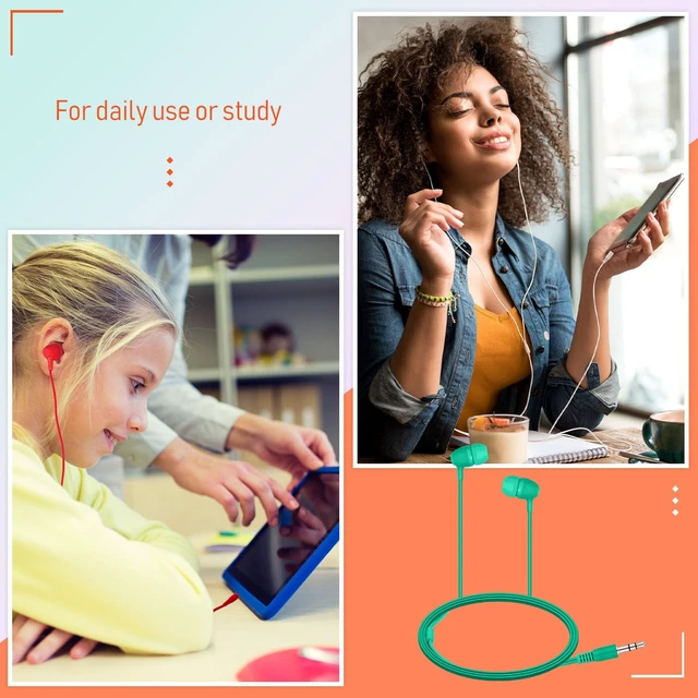 Alt view image 6 of 7 - 200 Pack Earbuds Bulk Earphones 3.5 mm Classroom Headphones for Adult Assorted Colors Earbud Wired Earphone Without Mic for Adult Office Home Individually Bagged(Colorful)