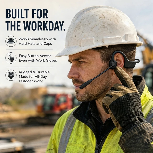 Alt view image 7 of 7 - Open-Ear Headphones with Noise-Canceling Mic, Bone Conduction Headphones AI ENC Noise Cancellation, One-Click Mute, Magnetic Charging, Bluetooth 6.0, Dual Device Connection, for Drivers Learners