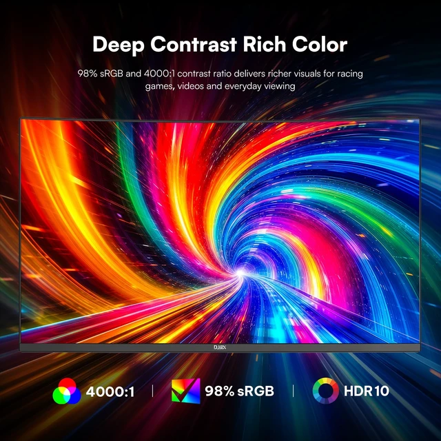 Alt view image 4 of 7 - 24 Inch Curved Gaming Monitor FHD(1920 x1080) 180Hz, 1ms MPRT 98% sRGB, FreeSync, HDMI DP Ports, Frameless, HDR10, VESA Mount75*75mm, Ideal for Office, Work, Business