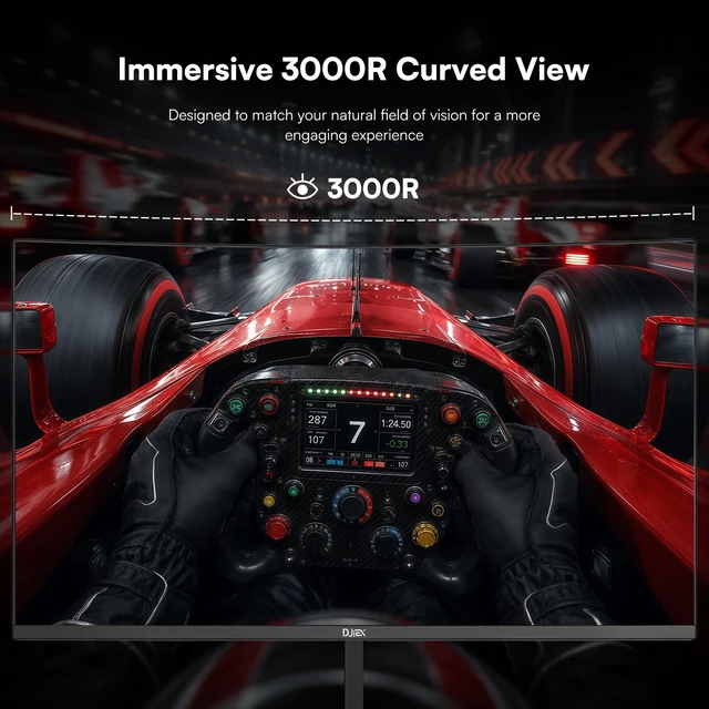 Alt view image 5 of 7 - 24 Inch Curved Gaming Monitor FHD(1920 x1080) 180Hz, 1ms MPRT 98% sRGB, FreeSync, HDMI DP Ports, Frameless, HDR10, VESA Mount75*75mm, Ideal for Office, Work, Business