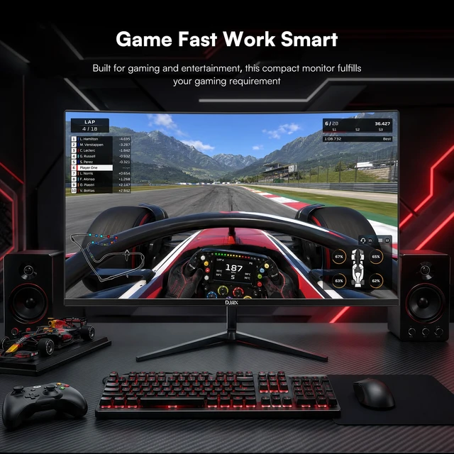 Alt view image 6 of 7 - 24 Inch Curved Gaming Monitor FHD(1920 x1080) 180Hz, 1ms MPRT 98% sRGB, FreeSync, HDMI DP Ports, Frameless, HDR10, VESA Mount75*75mm, Ideal for Office, Work, Business