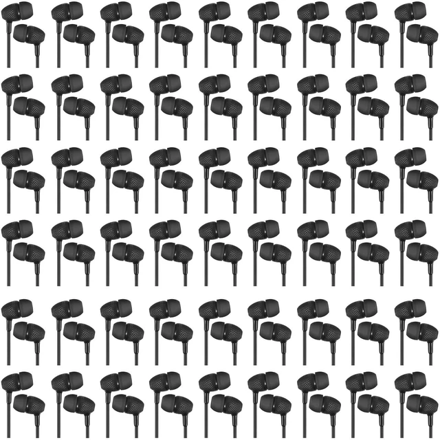 Main image of 200 Pack Earbuds Bulk Earphones 3.5 mm Classroom Headphones for Adult Assorted Colors Earbud Wired Earphone Without Mic for Adult Office Home Individually Bagged(Black)