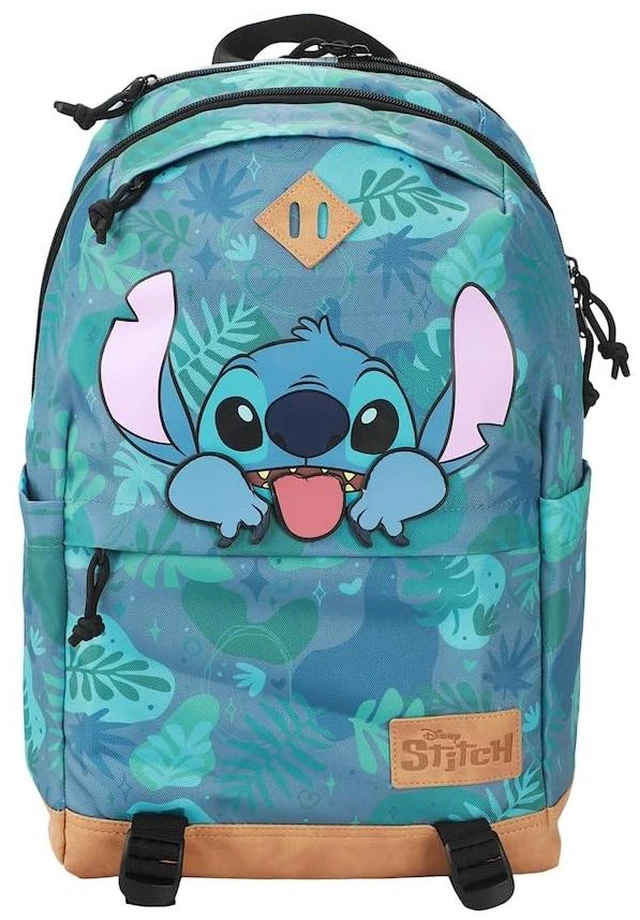 Main image of Disney Stitch Tropical Print 17.5" Hooded Backpack