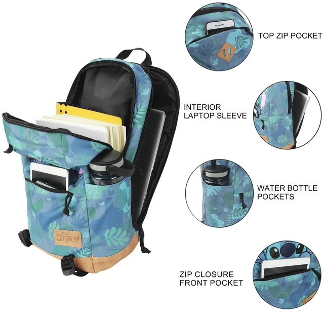 Alt view image 4 of 7 - Disney Stitch Tropical Print 17.5" Hooded Backpack