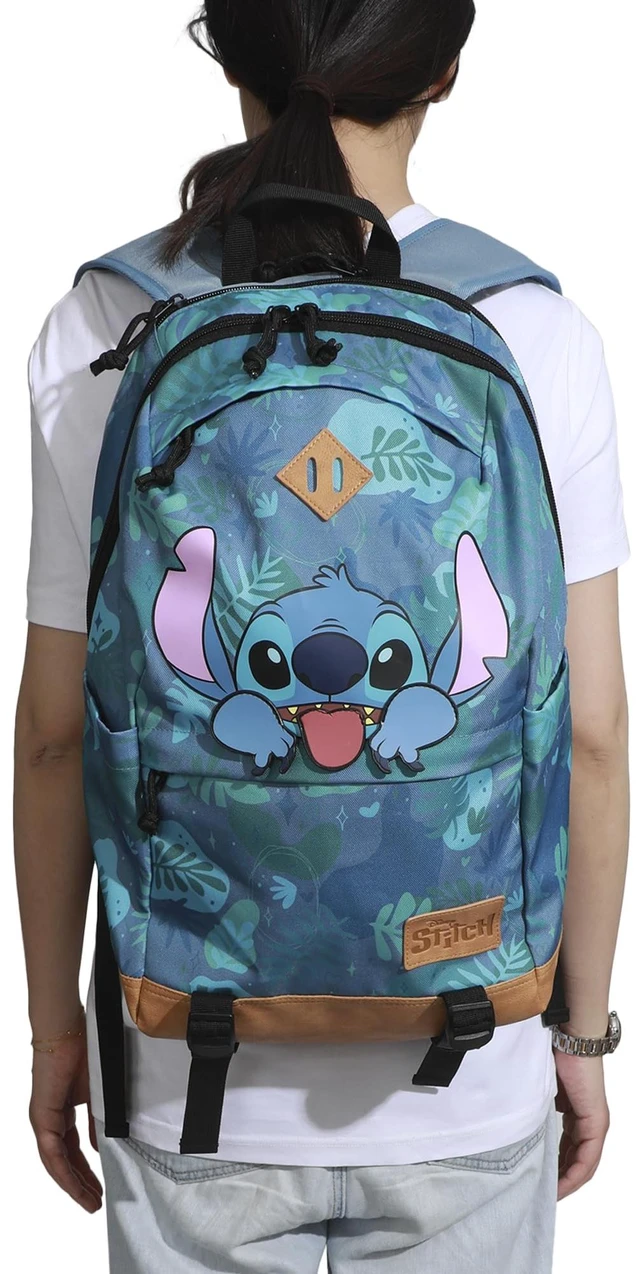 Alt view image 6 of 7 - Disney Stitch Tropical Print 17.5" Hooded Backpack