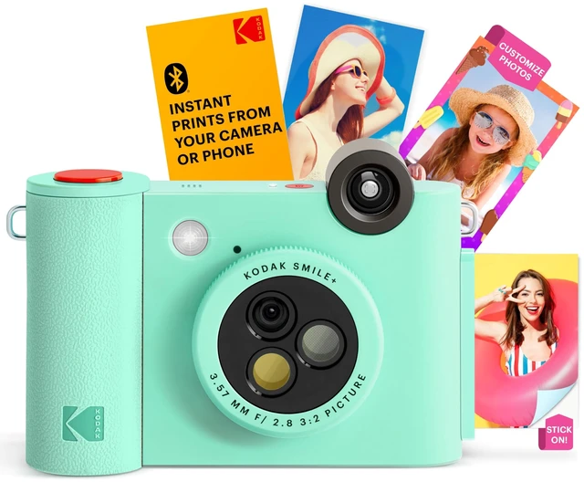 Main image of Smile+ 2-in-1 Digital Instant Print Camera & Wireless Bluetooth Photo Printer - 10MP, Special-Effect Rotating Lens, Zink 2x3 Sticky-Back Photos, Print via Fun App from Smart Devices - Green