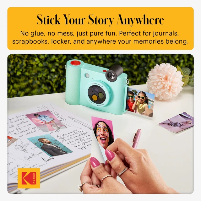 Alt view image 7 of 7 - Smile+ 2-in-1 Digital Instant Print Camera & Wireless Bluetooth Photo Printer - 10MP, Special-Effect Rotating Lens, Zink 2x3 Sticky-Back Photos, Print via Fun App from Smart Devices - Green