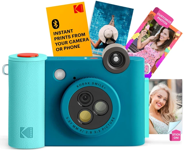 Main image of Smile+ 2-in-1 Digital Instant Print Camera & Wireless Bluetooth Photo Printer - 10MP, Special-Effect Rotating Lens, Zink 2x3 Sticky-Back Photos, Print via Fun App from Smart Devices - Blue