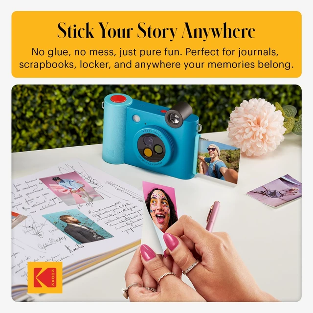 Alt view image 7 of 7 - Smile+ 2-in-1 Digital Instant Print Camera & Wireless Bluetooth Photo Printer - 10MP, Special-Effect Rotating Lens, Zink 2x3 Sticky-Back Photos, Print via Fun App from Smart Devices - Blue