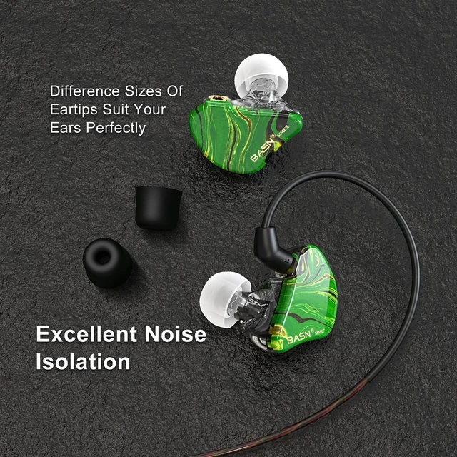 Alt view image 3 of 7 - MMCX Triple Driver in Ear Monitor Headphone for Musician,Forest Green Hybrid 2DD+1BA Drivers IEM Earphones, Secure Over-ear Design with Foam Tips for Sound Isolating Live Stage Audio Monitoring