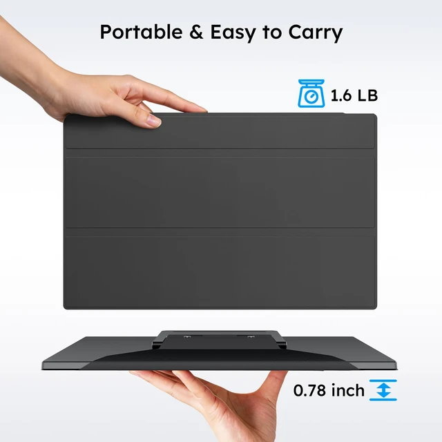 Alt view image 5 of 7 - 15.6" Portable Monitor with Foldable Stand & Carry Case, 1080P IPS External Display, 75x75mm VESA Mount, Built-in Speakers, USB-C & HDMI for Laptop, Mac, PC, Phone, Xbox, PS4/5, Switch
