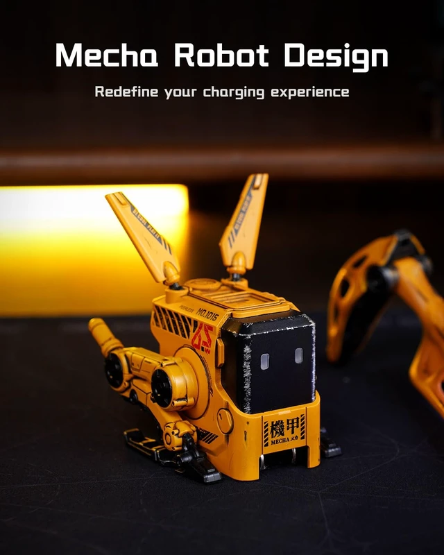 Alt view image 5 of 7 - 65W GaN Robot USB-C Charger with 3 Ports Futuristic Robot-Inspired Design with Foldable Legs, 2 USB-C & 1 USB-A Ports for Fast Charging with Iconic Desktop Style