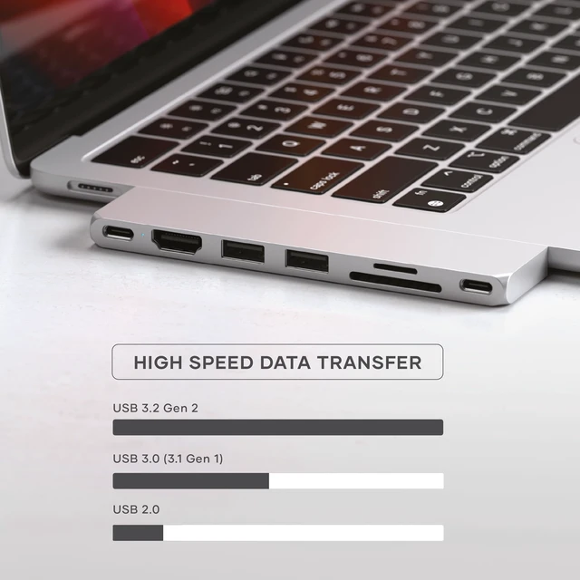 Alt view image 4 of 7 - 7-in-1 USB-C Hub Pro Slim, 4K HDMI, USB 3.2 Gen 2, USB 4, Silver USB hub, 100W Charging, USB 4, USB 3.2 Gen 2, SD/Micro Card Reader, for Mac, MacBook Air/Pro