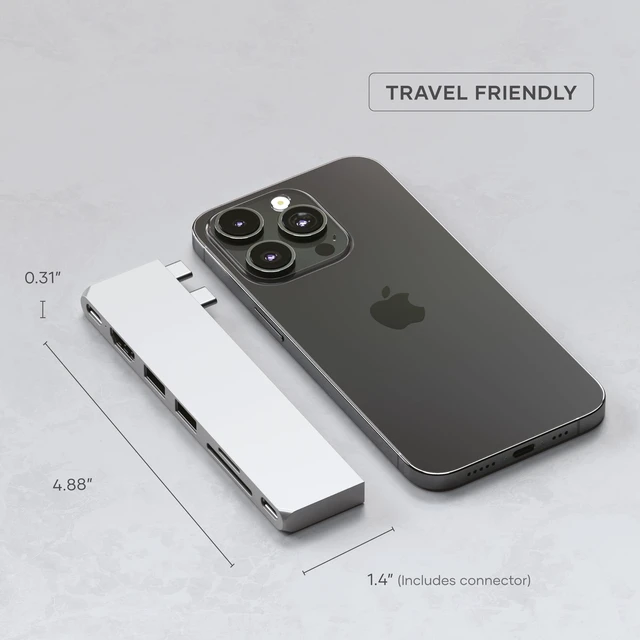 Alt view image 7 of 7 - 7-in-1 USB-C Hub Pro Slim, 4K HDMI, USB 3.2 Gen 2, USB 4, Silver USB hub, 100W Charging, USB 4, USB 3.2 Gen 2, SD/Micro Card Reader, for Mac, MacBook Air/Pro