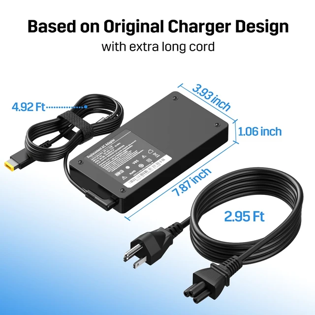 Alt view image 5 of 7 - 300W 20V 15A Laptop Charger Replacement for Lenovo Legion 5 5i 5P 7 7i pro 15 16 17 R9000P R9000K Y9000K Y9000X, Fit for ADL300SDC3A GX21F23045 SA10R16956 5A10W86289 AC Power Adapter Supply Cord