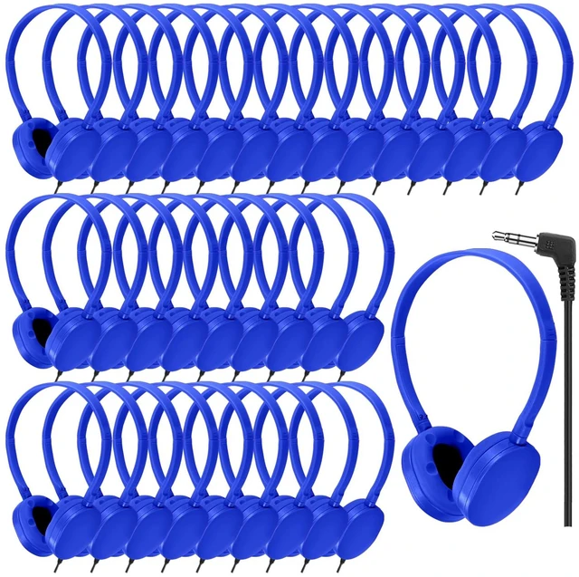 Main image of Kids Headphones Bulk 50 Pack for Classroom School,Durable Wholesale Wired On Ear Headphones for Kids Student Boys Girls Teens and Adults,3.5mm Jack (Bule)