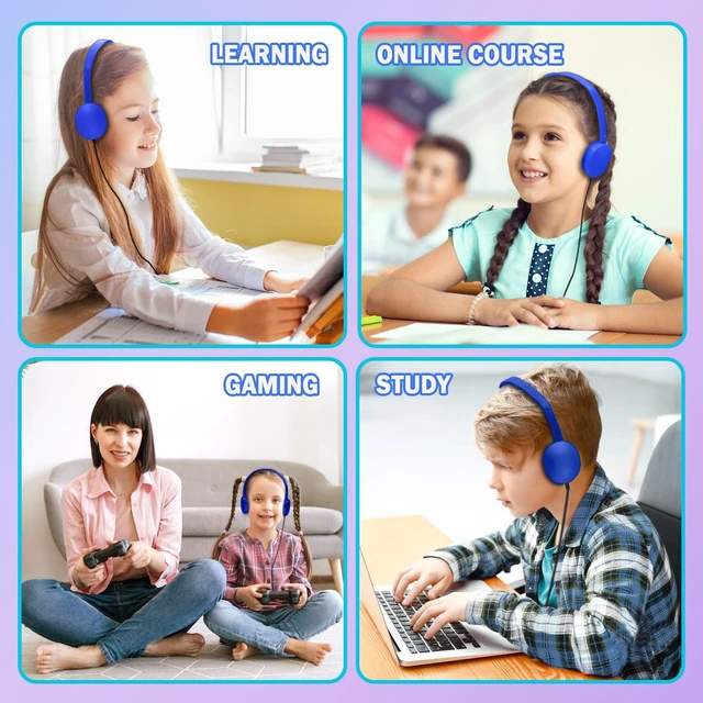 Alt view image 7 of 7 - Kids Headphones Bulk 50 Pack for Classroom School,Durable Wholesale Wired On Ear Headphones for Kids Student Boys Girls Teens and Adults,3.5mm Jack (Bule)
