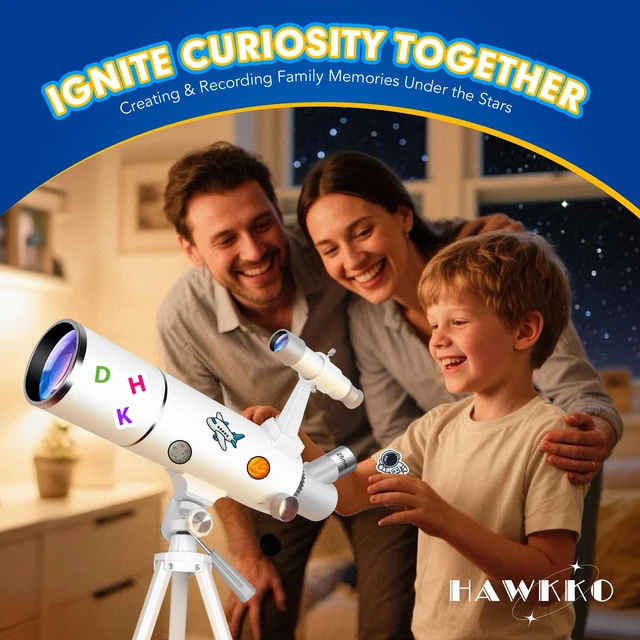 Alt view image 7 of 7 - 80mm Aperture 500mm Telescope for Kids 8-12 & Adults Beginners Astronomical Refractor Telescope Kit for Beginners with Decorate Stickers, AZ Tripod, Phone Adapter