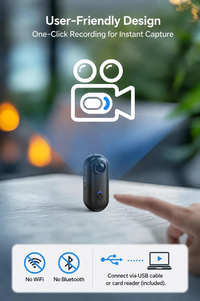 Alt view image 5 of 7 - W4 4K Mini Body Camera, 128GB Magnetic Clip Wearable Camera 360° rotatable clip, thumb-size design and 96 Minutes recording for lecture, travel, pet walking, cycling and outdoor use