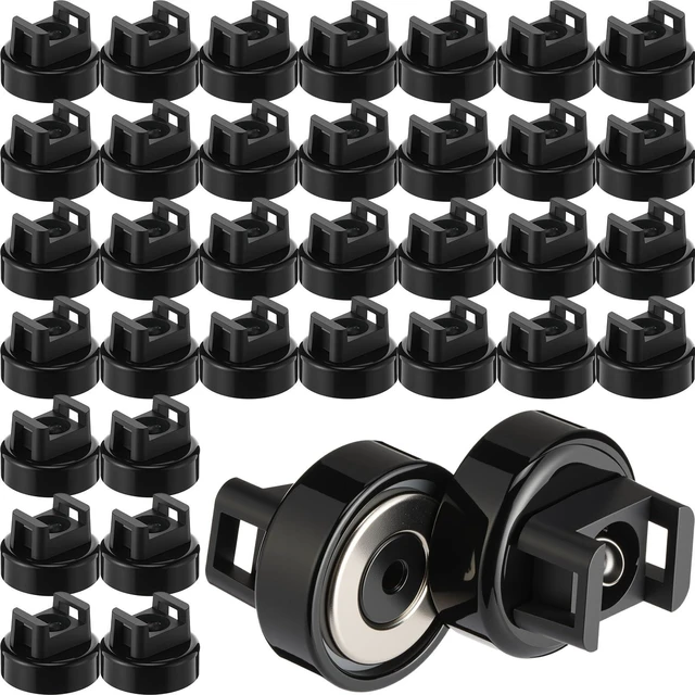 Main image of 48 Pcs Magnet Zip Tie Mount 22 mm 22lbs Heavy Duty Wire Holder Strong Hold, Multipurpose Cable Holder, No Drilling Base, Removable, for Home Office Wire Management Marine Electrical Wiring