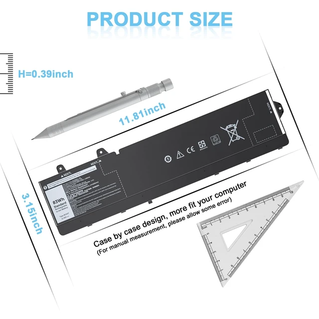 Alt view image 5 of 7 - RCVVT Laptop Battery Compatible with Dell Precision 7770 7670 7780 7680 Mobile Workstation Notebook Series X9FTM 05JMD8 5JMD8 0965V4 965V4 X26RT 0X26RT P114F P114F001 P114F002 P115F 11.55V 83Wh