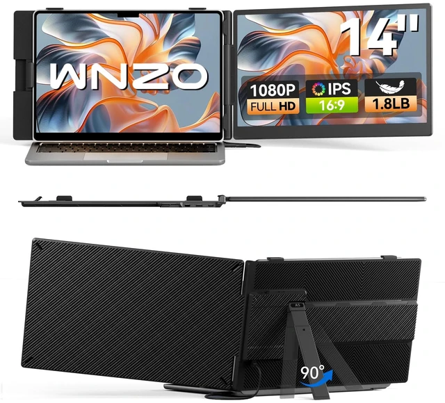 Main image of Laptop Screen Extender 1.8lbs 14.1" - Ultra-Light & Ultra-Slim 1080P FHD IPS Dual Portable Monitor for 13"-17.3" Laptops Plug & Play Travel Extra Screen Compatible with Wins/Mac/Android/Chrome
