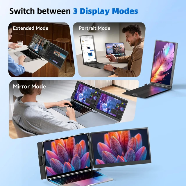 Alt view image 5 of 7 - Laptop Screen Extender 1.8lbs 14.1" - Ultra-Light & Ultra-Slim 1080P FHD IPS Dual Portable Monitor for 13"-17.3" Laptops Plug & Play Travel Extra Screen Compatible with Wins/Mac/Android/Chrome