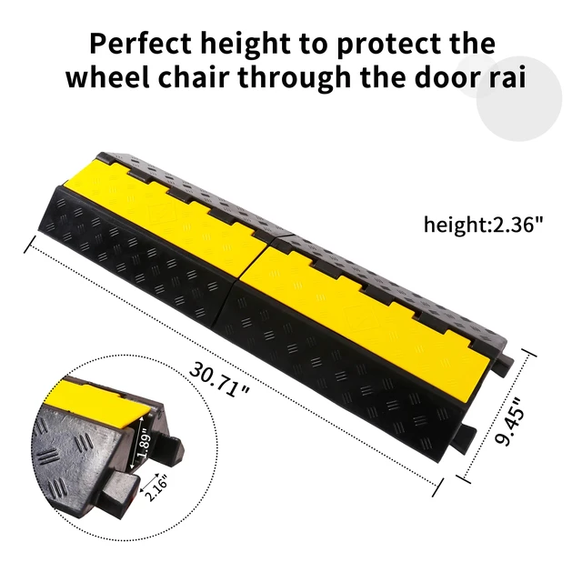 Alt view image 2 of 7 - Rubber Cable Ramp Cord Cover Cable Protector Ramps Wire Hose Protective 1 Channel 22000Lbs Load Capacity Traffic Speed Bump for Asphalt Concrete Gravel Driveway, 2 Packs