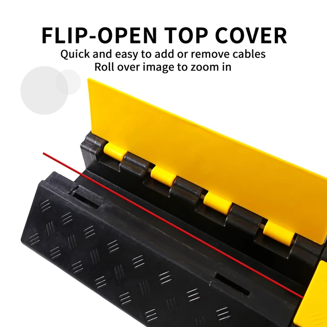 Alt view image 5 of 7 - Rubber Cable Ramp Cord Cover Cable Protector Ramps Wire Hose Protective 1 Channel 22000Lbs Load Capacity Traffic Speed Bump for Asphalt Concrete Gravel Driveway, 2 Packs