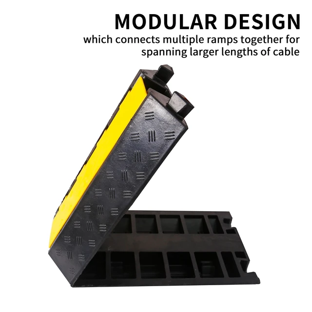 Alt view image 6 of 7 - Rubber Cable Ramp Cord Cover Cable Protector Ramps Wire Hose Protective 1 Channel 22000Lbs Load Capacity Traffic Speed Bump for Asphalt Concrete Gravel Driveway, 2 Packs