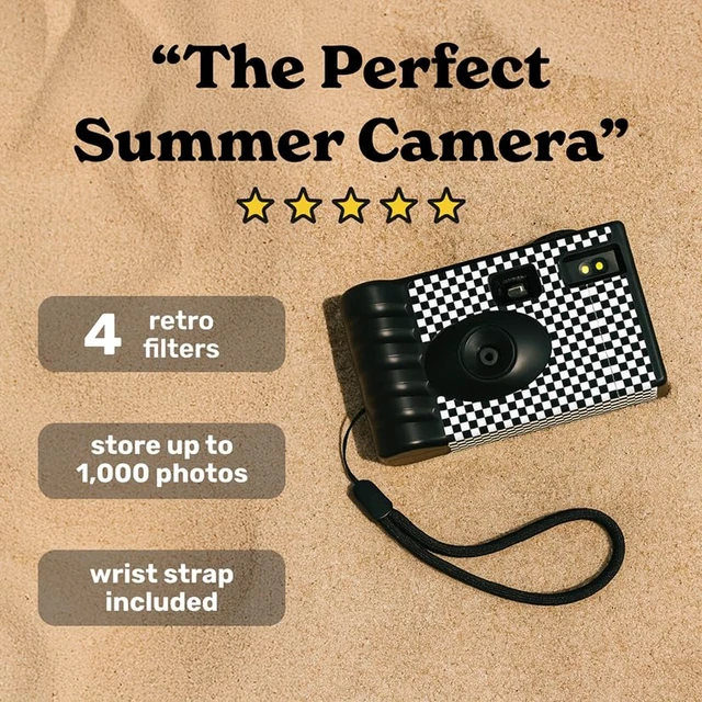 Alt view image 6 of 7 - Screen Free Digital Camera Four Built in Filters Rechargeable, 8mp, Lightweight, Focus-Free, Auto-Flash, Easy-to-Use, Reusable, Retro Film-Style Photos (Forest Green)