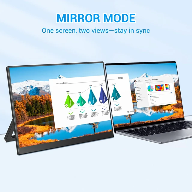 Alt view image 5 of 7 - Portable Monitor with Built-in Stand, IPS Vertical Monitor, USB-C & Mini HDMI External Laptop Screen, Second Display for PC, MacBook, iPad, Phone, Travel & Office, 14 inch