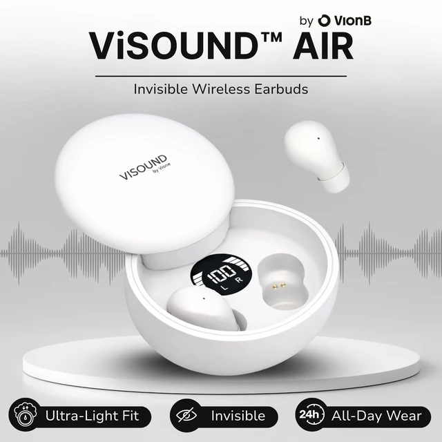 Alt view image 2 of 7 - VionB Air Invisible Earbuds Wireless Bluetooth 5.4 for Small Ears, Mini Tiny Ear Buds, IPX5 Waterproof, Sound Isolating Fit, ENC Mic for Clear Calls, Discreet in-Ear Headphones (Arctic White)