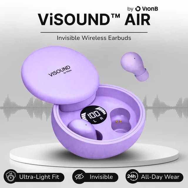 Alt view image 2 of 7 - VionB Air Invisible Earbuds Wireless Bluetooth 5.4 for Small Ears, Mini Tiny Ear Buds, IPX5 Waterproof, Sound Isolating Fit, ENC Mic for Clear Calls, Discreet in-Ear Headphones (Amethyst)